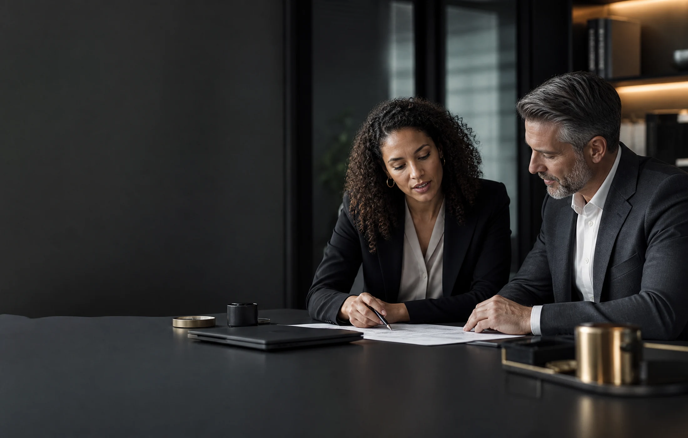 A recruiter and hiring manager reviewing an applicant workflow together.
