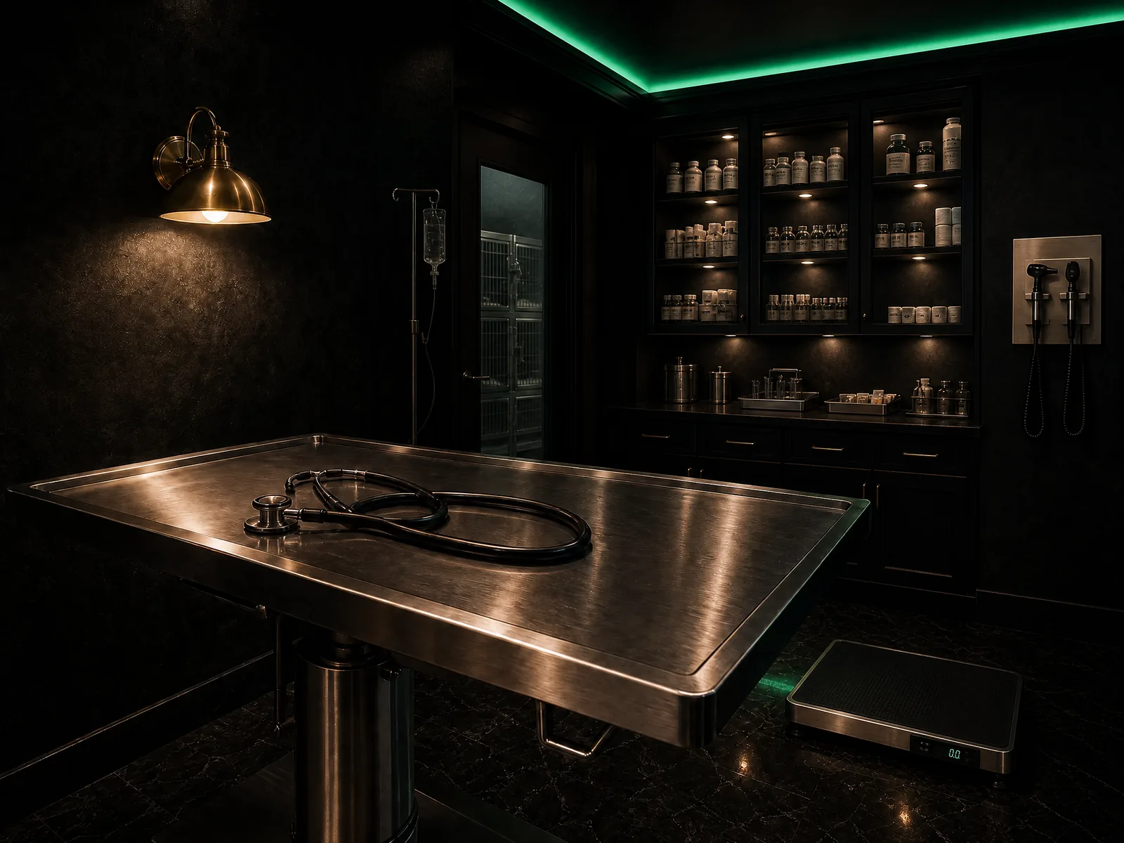 Veterinary clinic exam room after hours with exam table and stethoscope — Veterinary & Pet Services, Altavex
