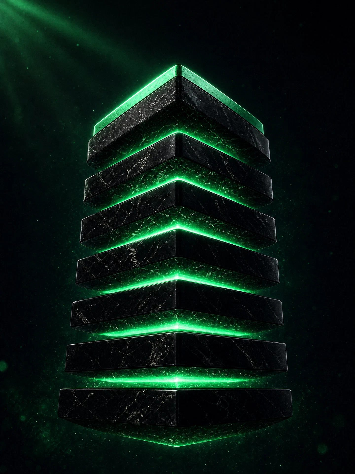 Cinematic render of the Altavex OS layer tower
